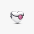 October Engravable Pink Stone Heart Charm October Engravable Pink Stone Heart Charm