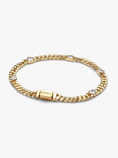 Bracelet à chaîne cubaine avec cœur