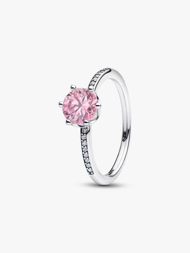 Bague avec couronne rose et scintillante