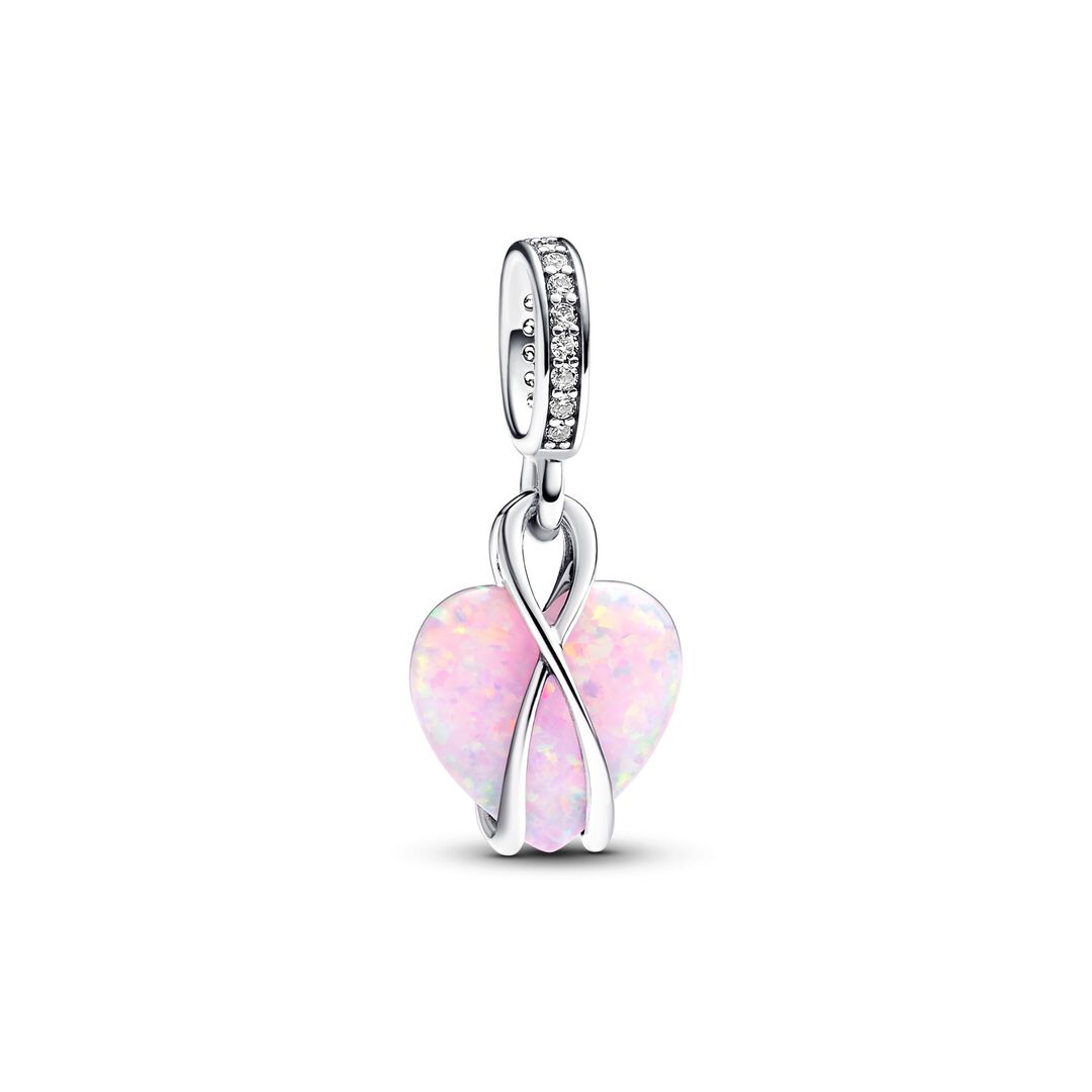 Mom Opalescent Heart Dangle Charm Bracelet Set