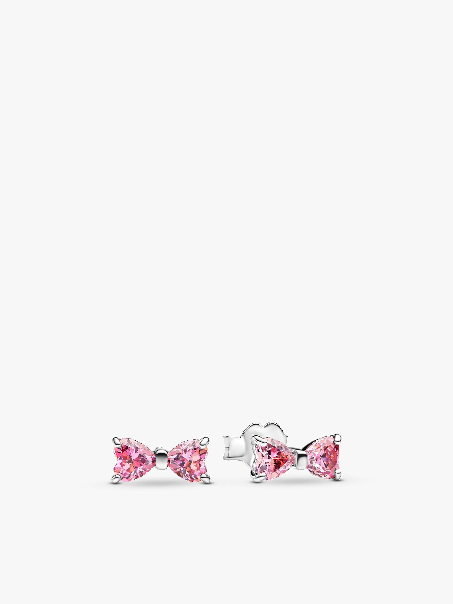 Small Sparkling Pink Bow Stud Earrings