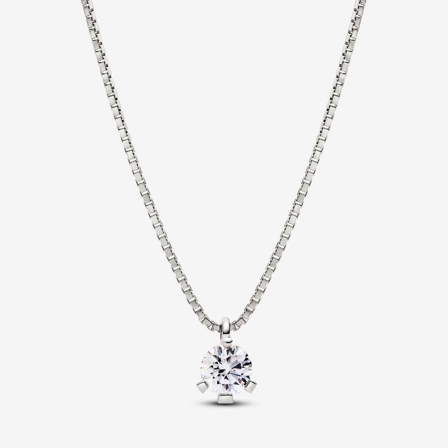 Pandora Nova diamant cultivé en laboratoire collier à pendentif avec 0,50 carat tw en or blanc 14 K image number 0