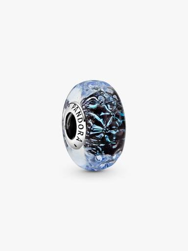 Charm Océan en verre de Murano à vagues bleu foncé