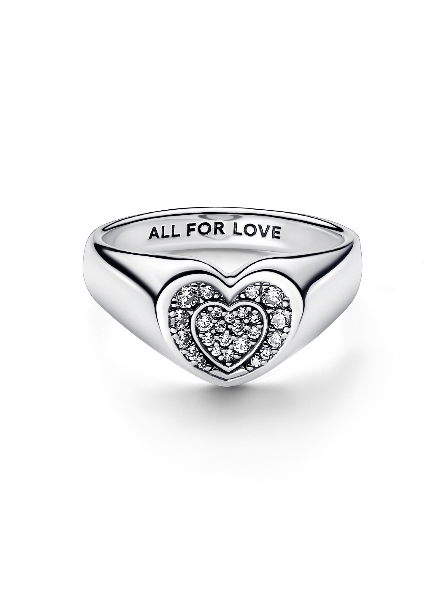 Radiant Heart Pavé Signet Ring