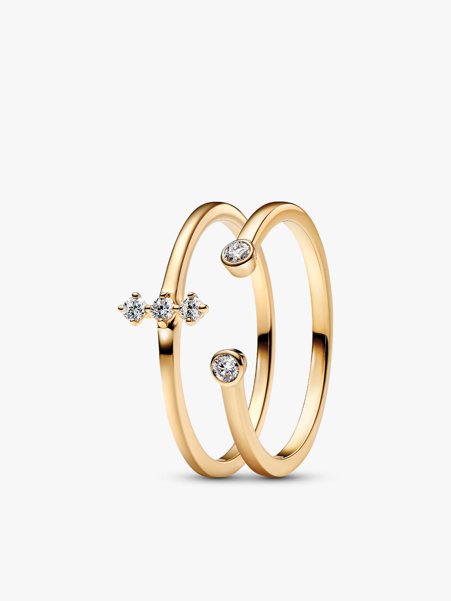 Ensemble de bagues ouvertes et trio avec diamants cultivés en laboratoire Pandora Era