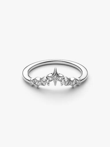 Tiara Stars Ring, Platinum Plated