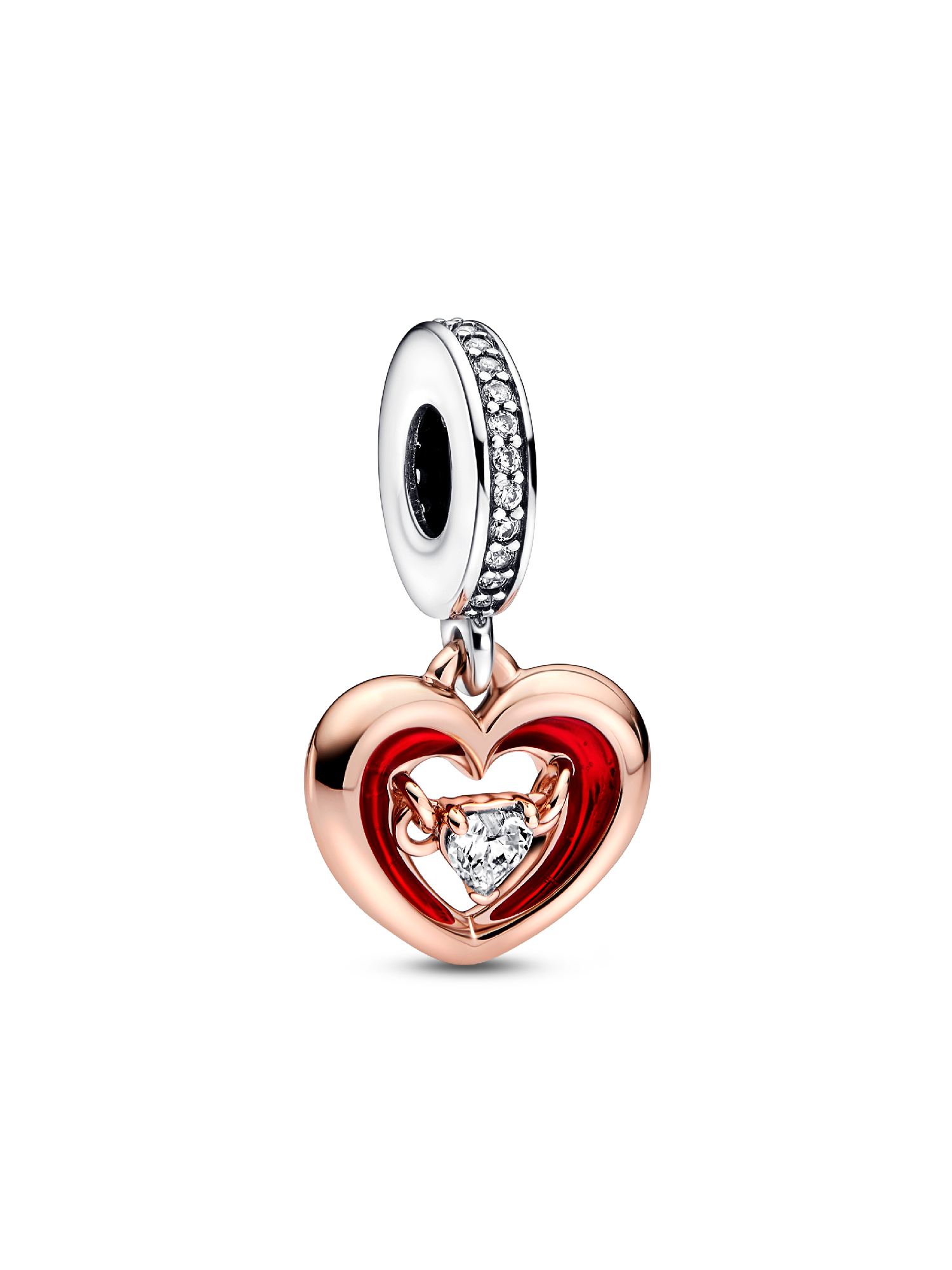 Two-tone Radiant Heart Dangle Charm