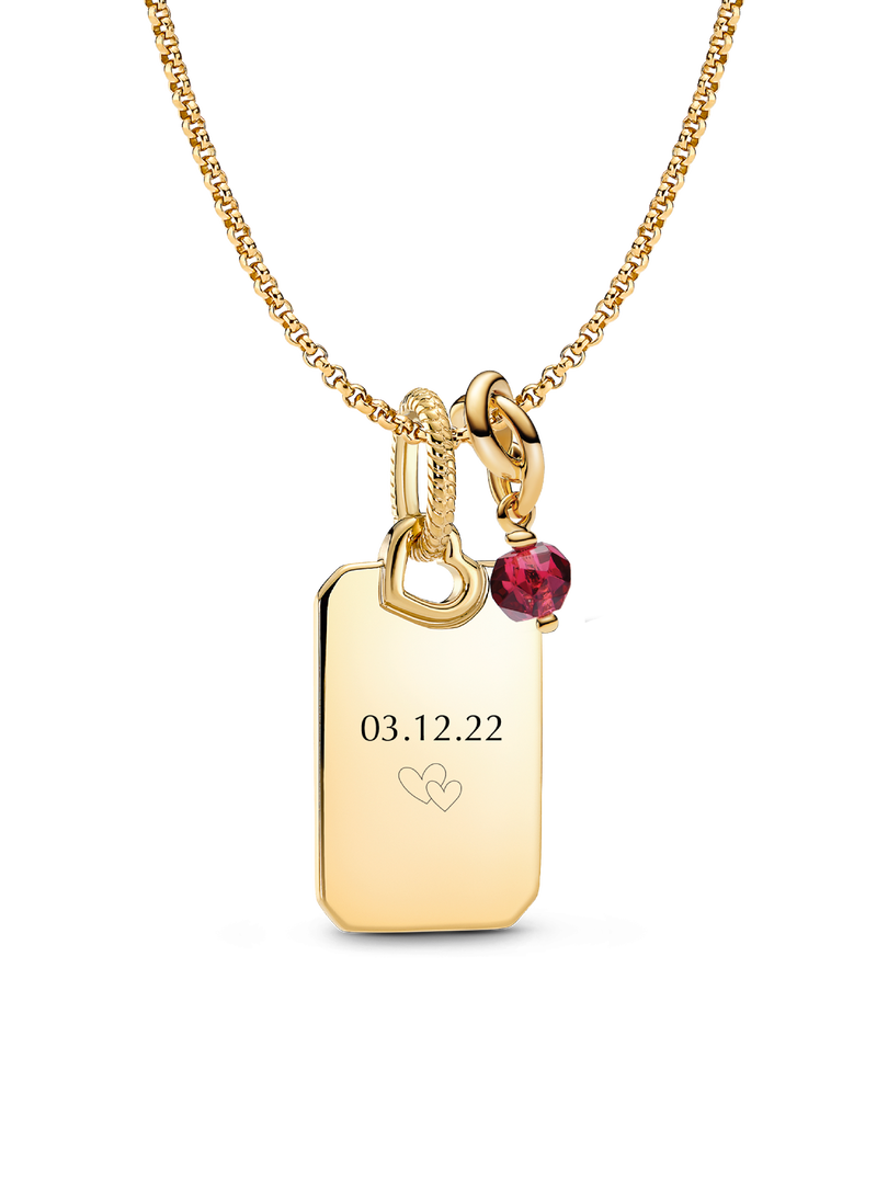 Collier à pendentif gravable avec charm Cercle éternel de juillet