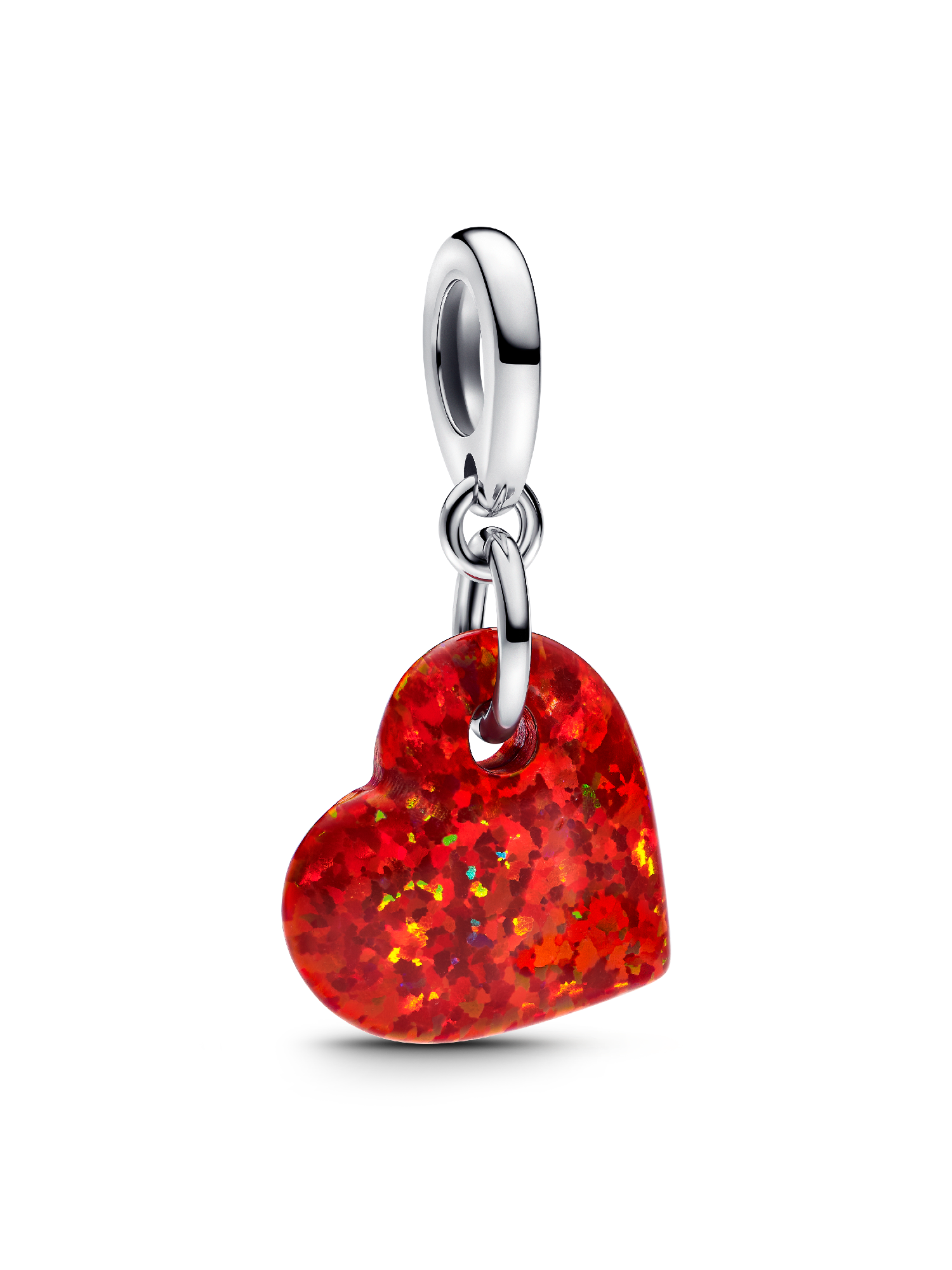 Opalescent Red Heart Dangle Charm