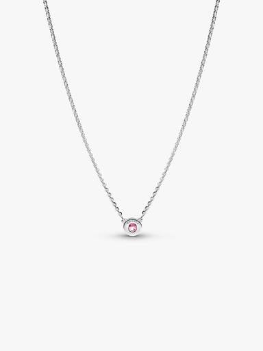 Collier à pendentif en argent sterling avec diamant rose créé en laboratoire au serti clos Pandora Era