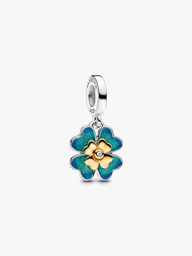 Spinable Four Leaf Clover Lab-Grown Diamond Dangle Charm