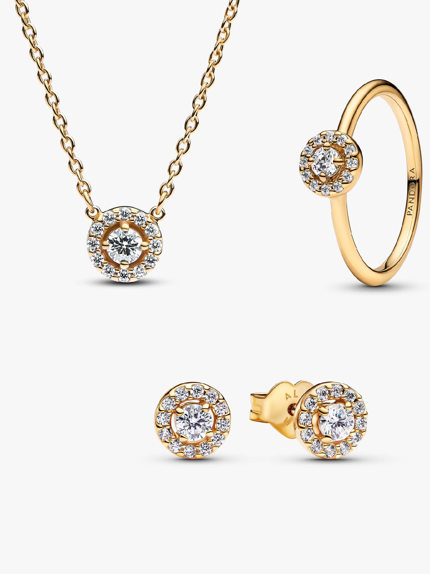 Golden Pave Halo Jewellery Set