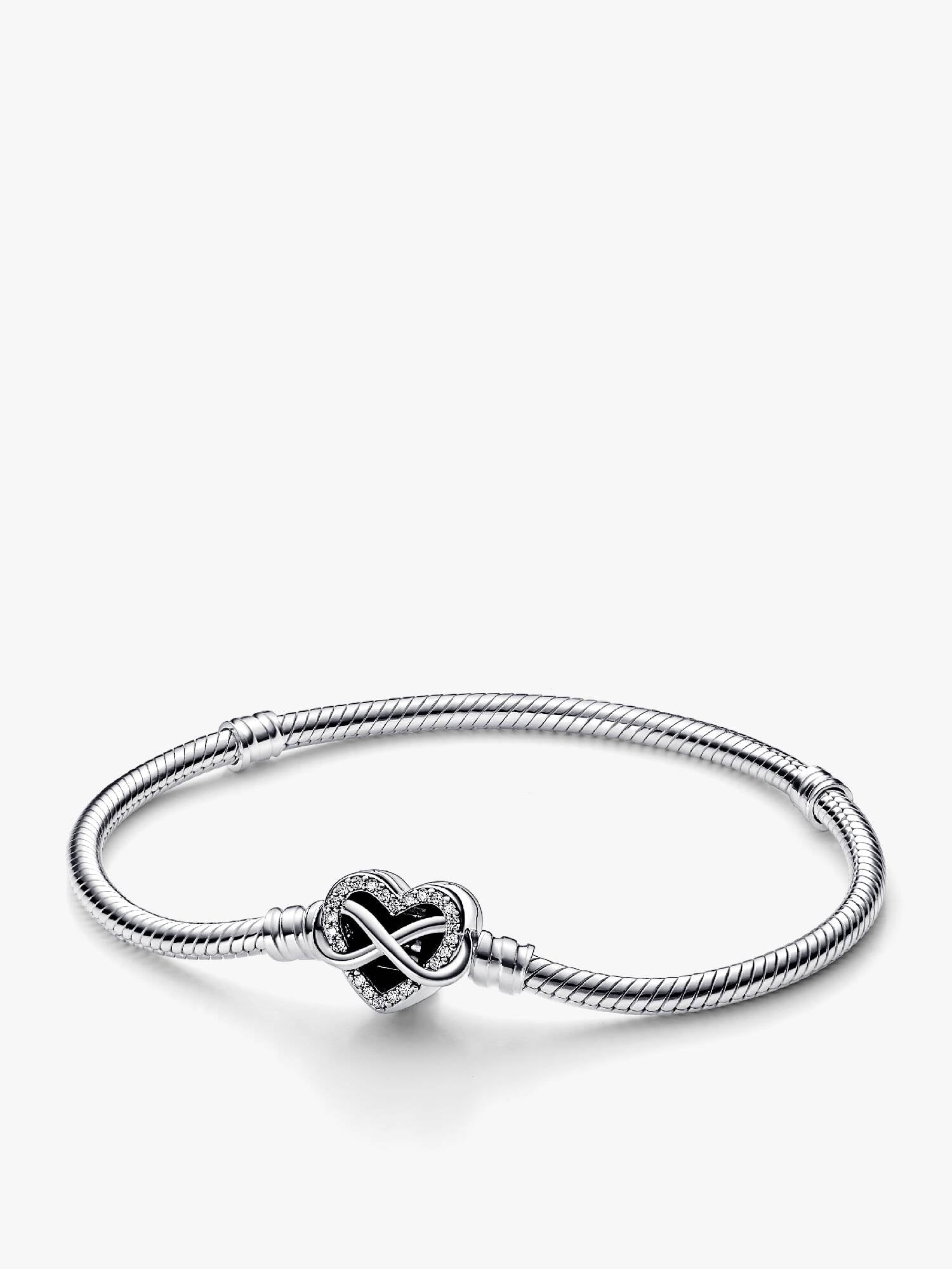 Bracelet à chaîne serpentine avec fermoir cœur et symbole d’infini scintillant