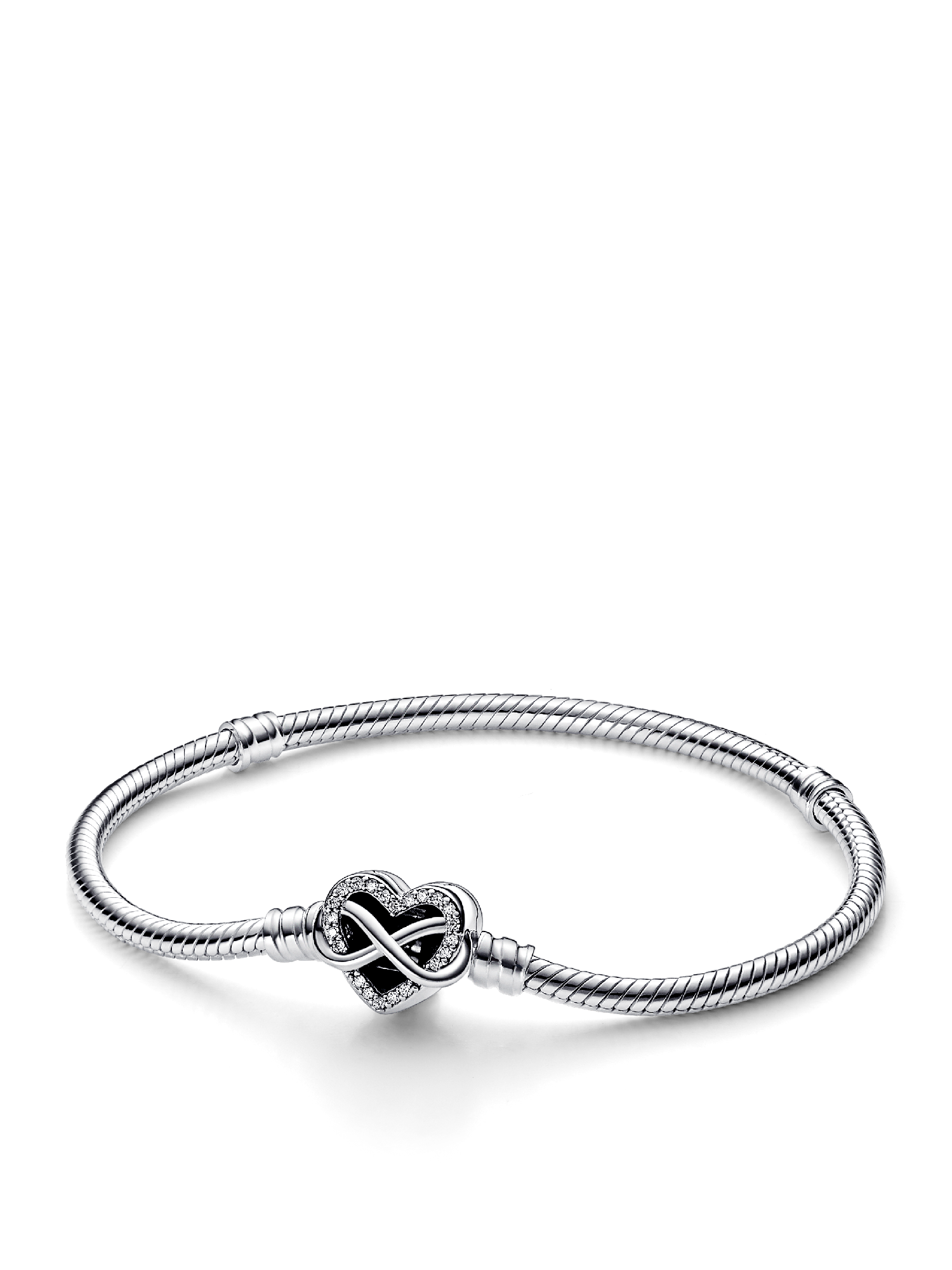 Sparkling Moon Clasp Snake Chain Bracelet | Sterling silver