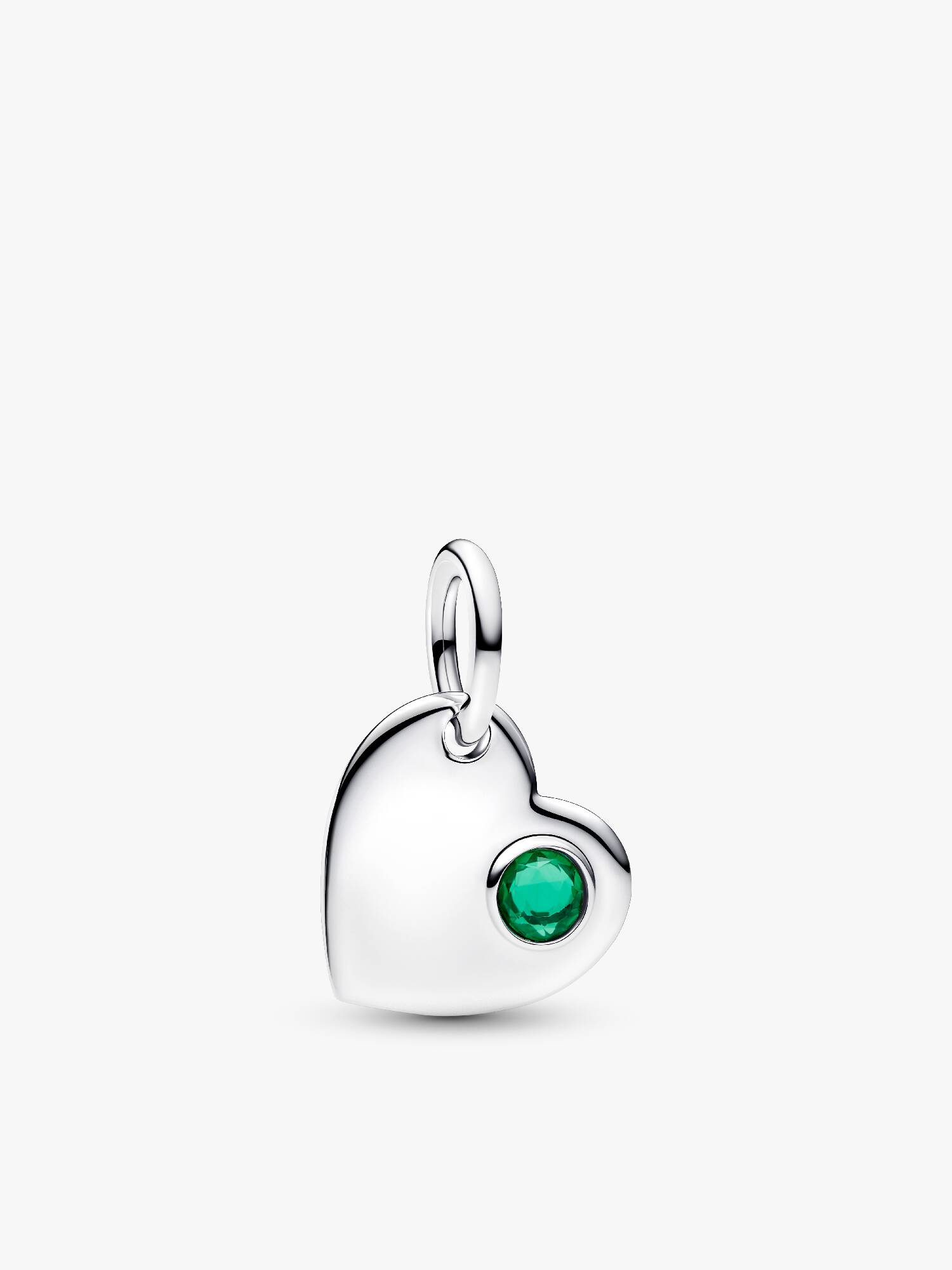 Charm-pendentif gravable Cœur avec pierre verte de mai
