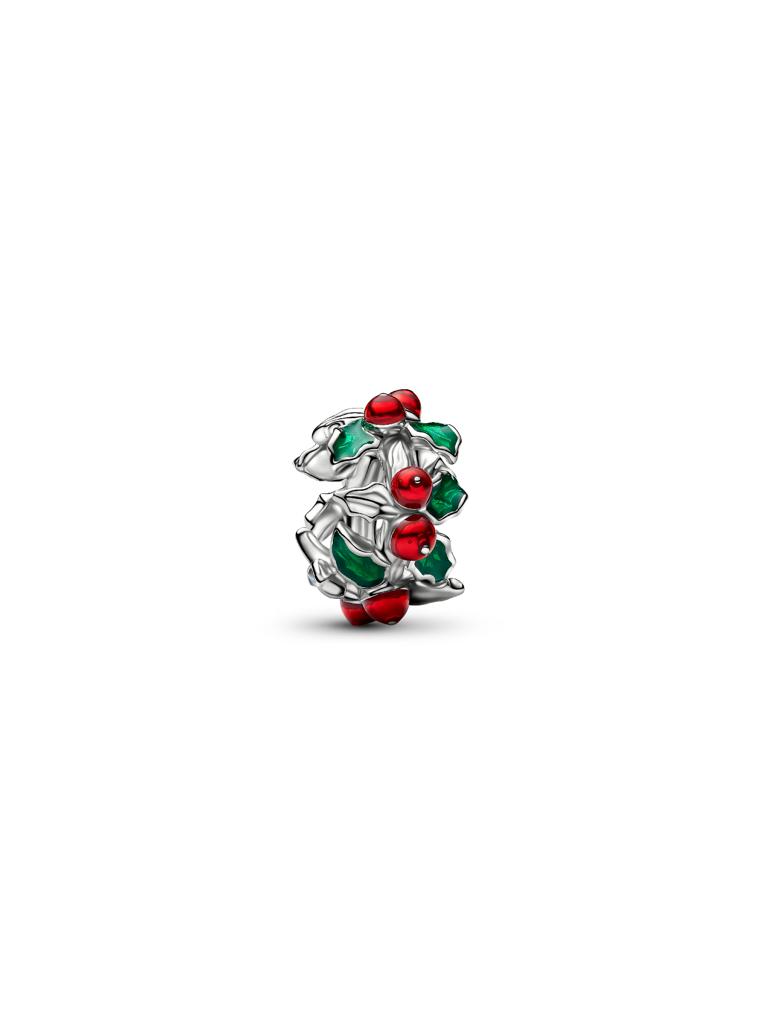 Christmas Holly Charm, Platinum Plated