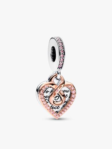 Ensemble de bracelets bicolores à breloques coeur et maman infini