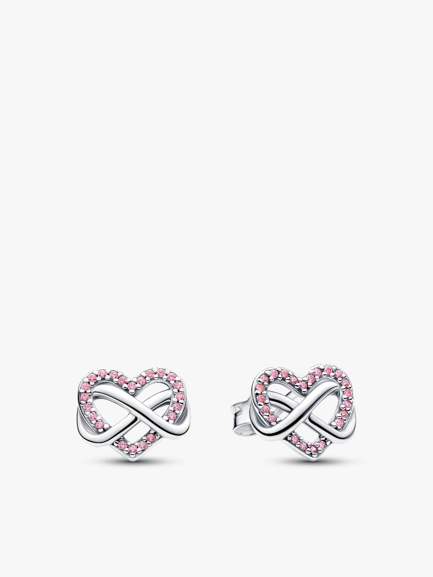 Clous d’oreilles scintillants avec cœur rose et symbole d’infini