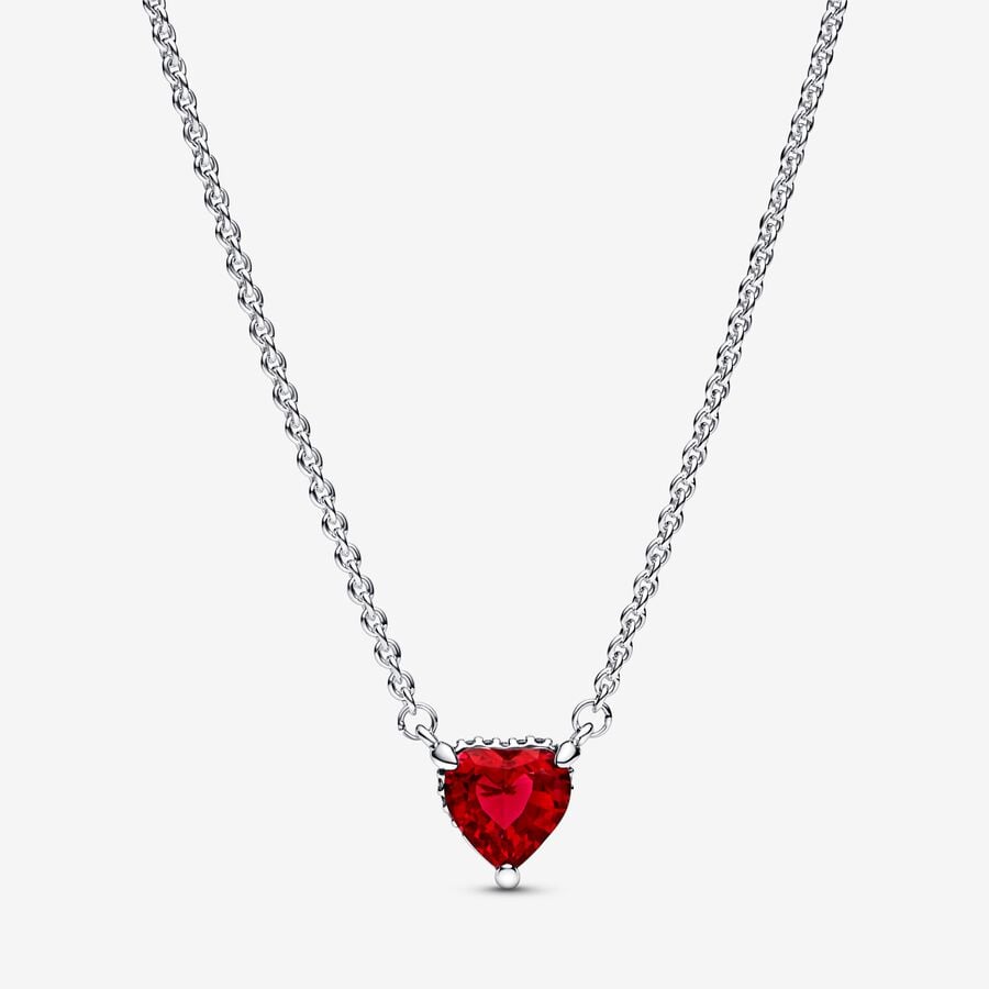 Sparkling Heart Halo Pendant Collier Necklace image number 0