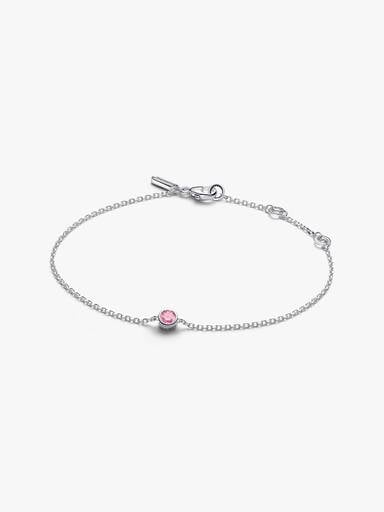 Bracelet à chaine en argent sterling avec diamant rose créé en laboratoire au serti clos Pandora Era
