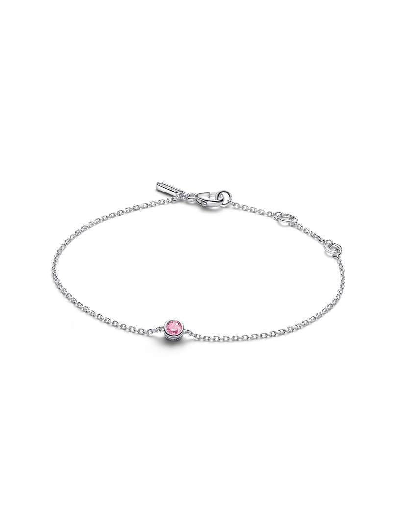 Pandora Era Bezel Sterling Silver Pink Lab-grown Diamond Chain Bracelet