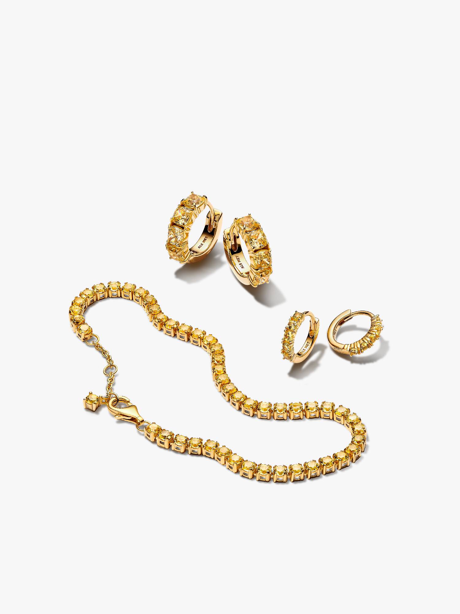 Sparkling Yellow Tennis Bracelet & Earrings Set
