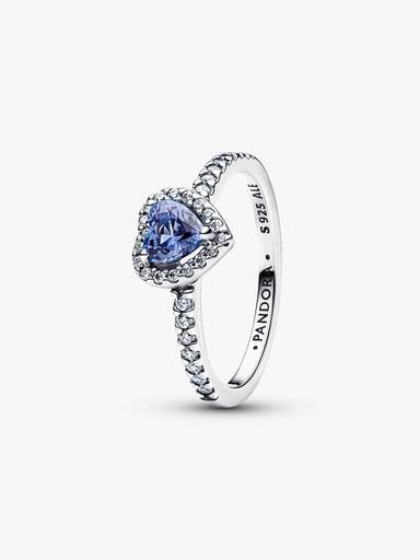 Bague scintillante Cœur surélevé