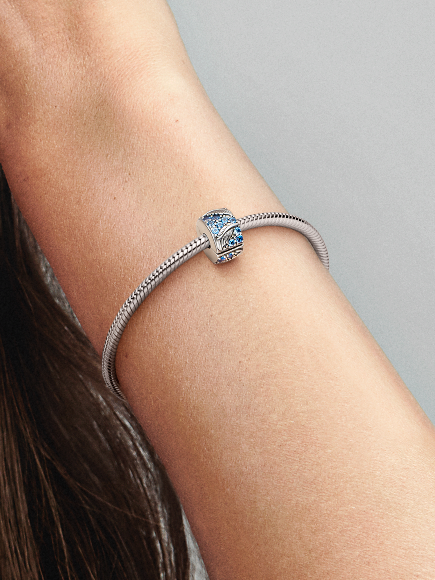 Curved Feather & Pavé Clip Charm