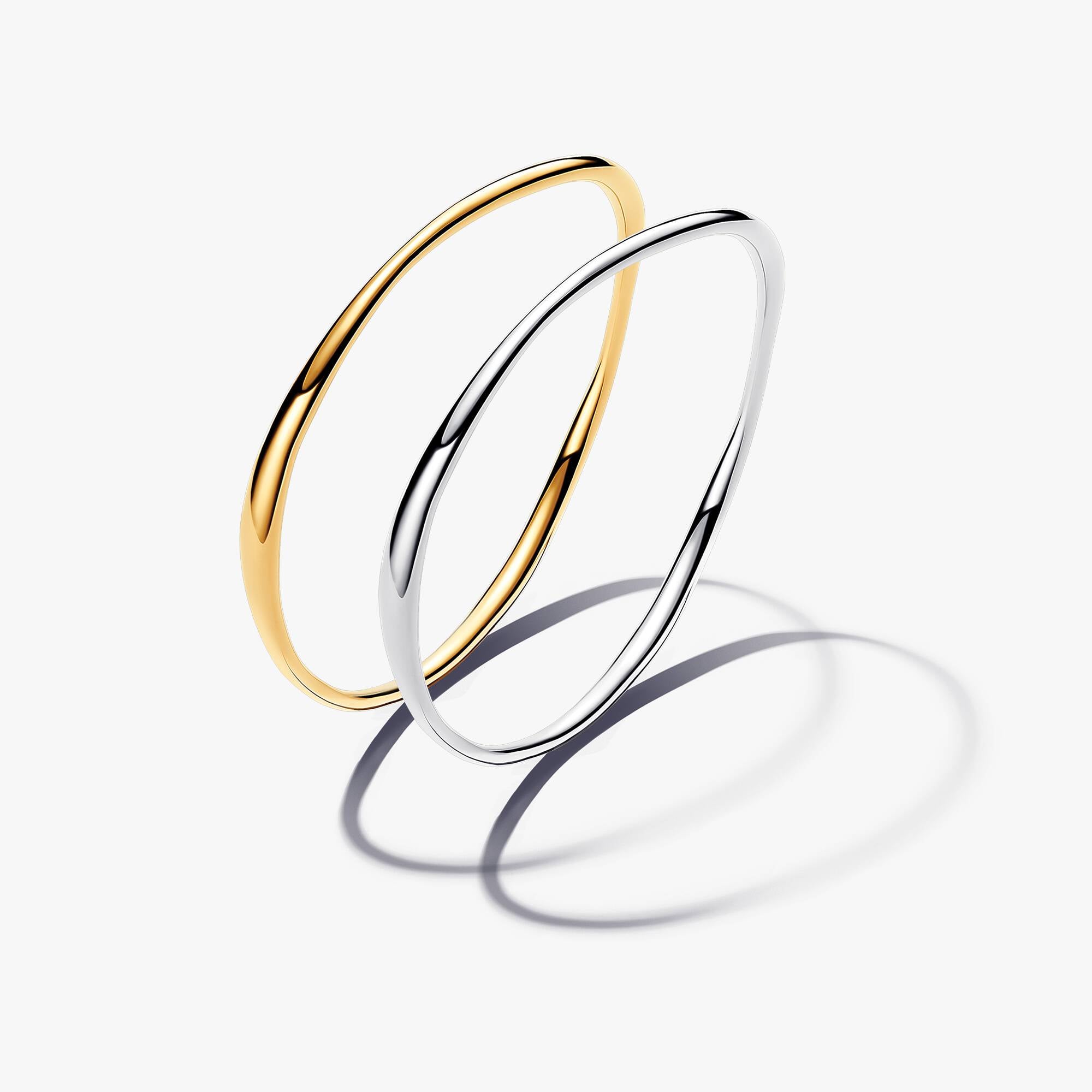 Two-tone Organically Shaped Bangle Stacking Duo