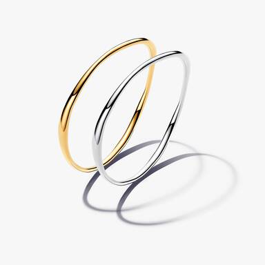 Duo de bracelets rigides bicolores de forme organique à superposer