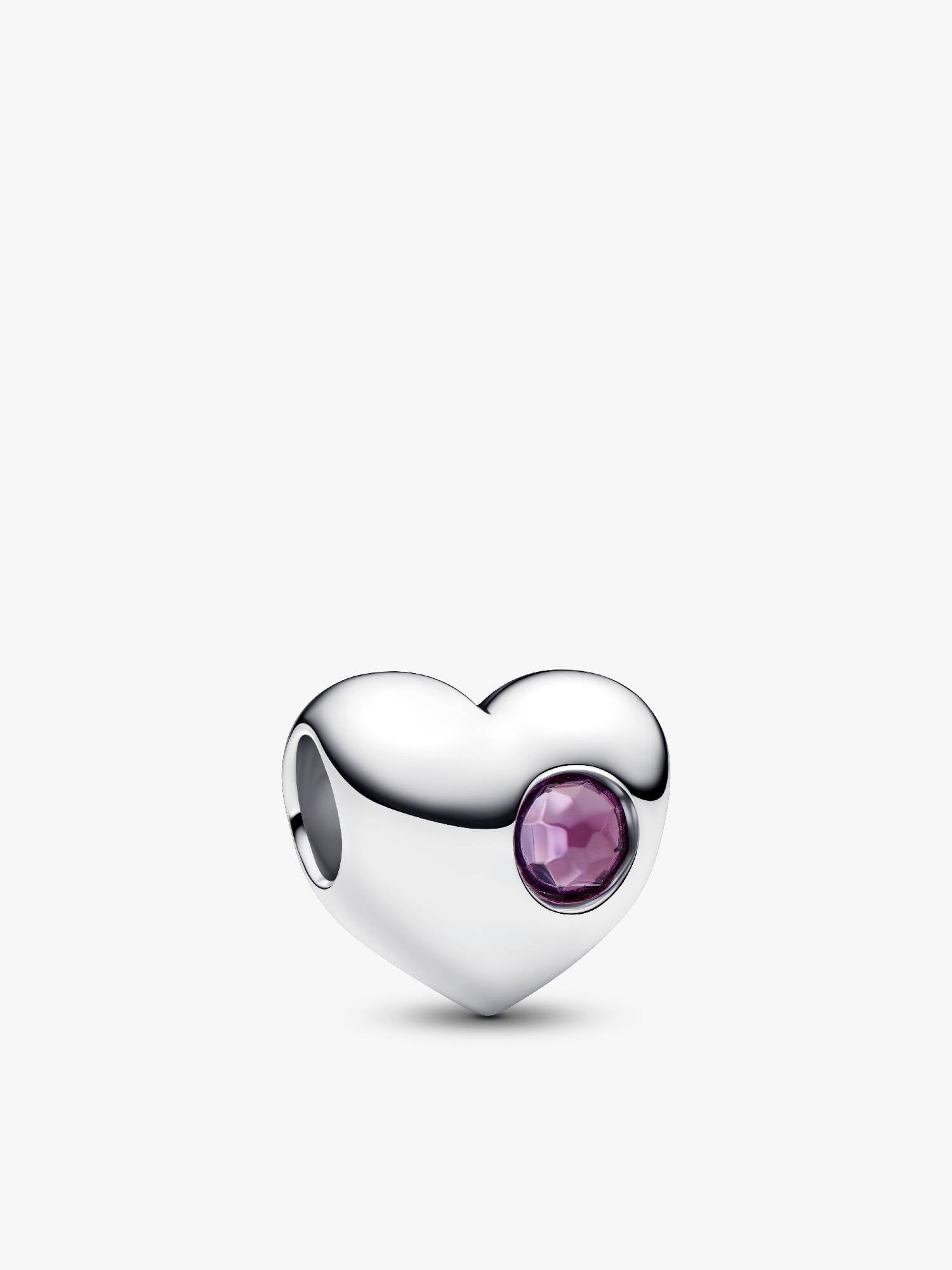 Engravable February Purple Stone Heart Charm