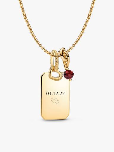 Collier à pendentif gravable avec charm Cercle éternel de janvier