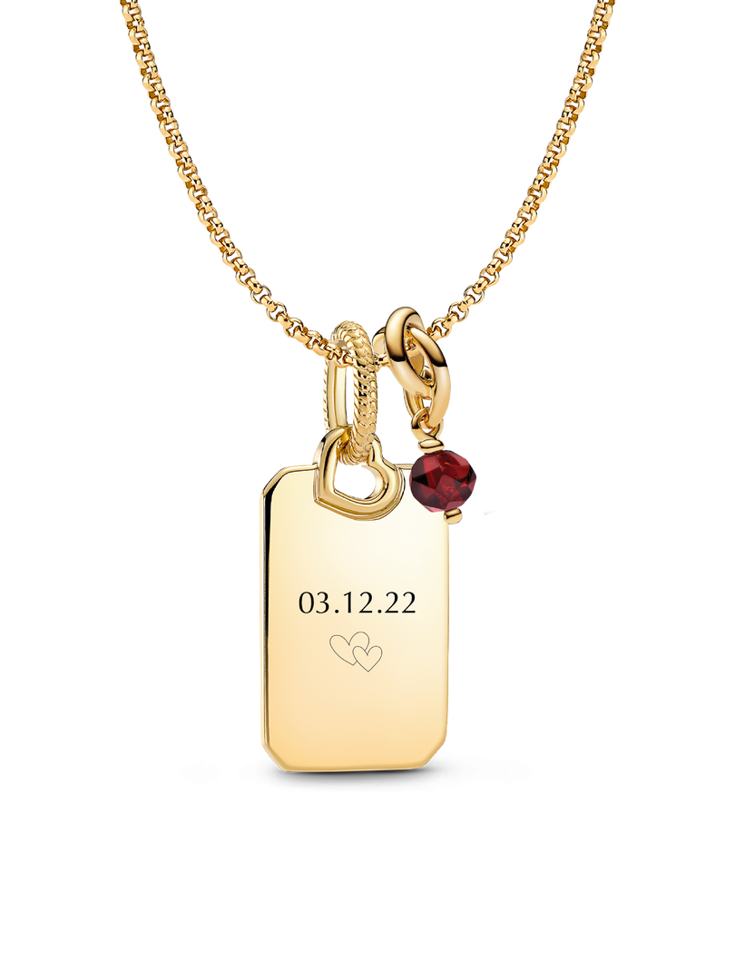 Collier à pendentif gravable avec charm Cercle éternel de janvier