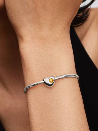 Charm Cœur avec pierre couelur miel de novembre gravable