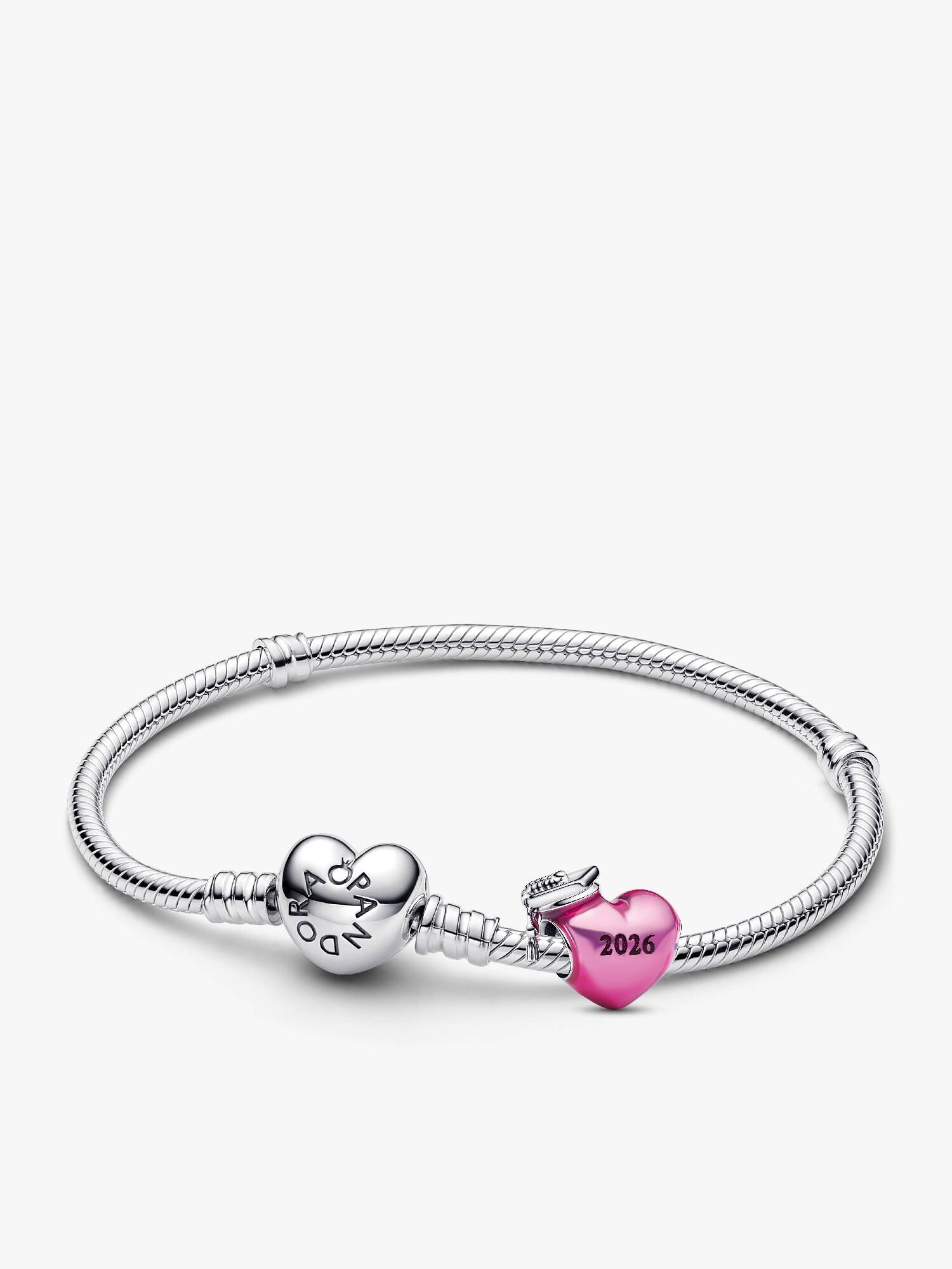 Graduation 2026 Pink Heart Charm Bracelet