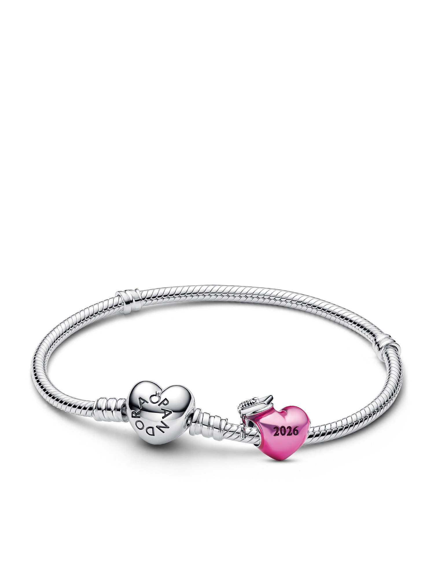 Graduation 2026 Pink Heart Charm Bracelet