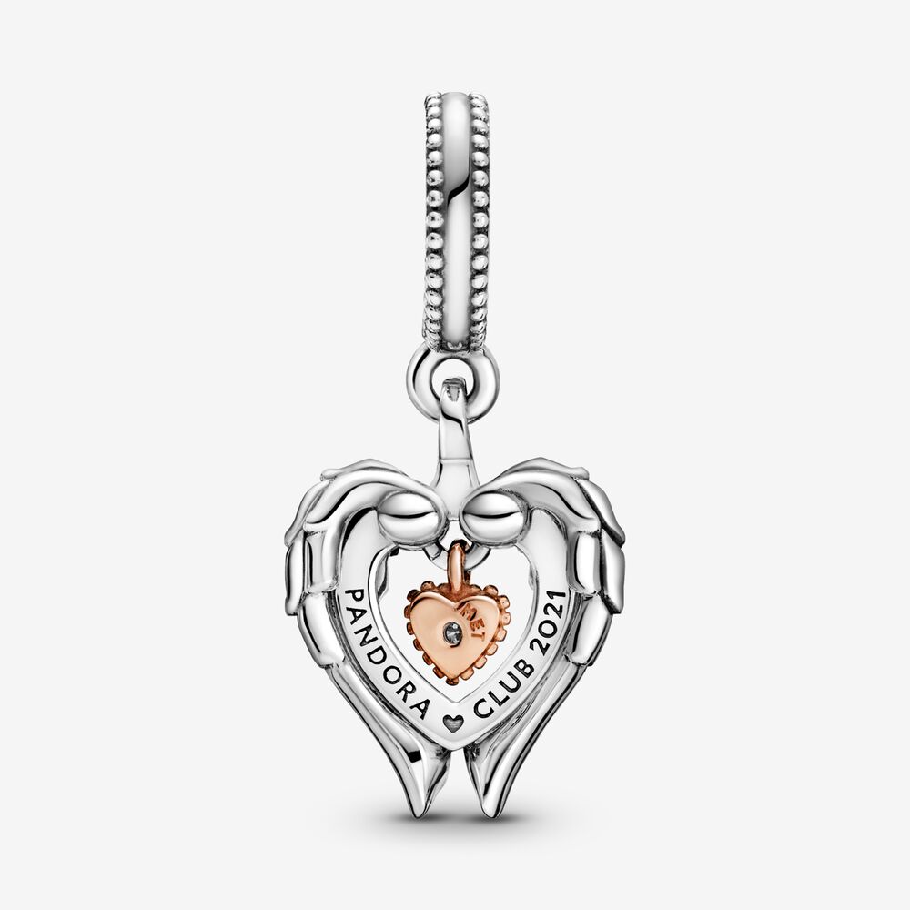 Charm-pendentif du Pandora Club 2021 Ailes d'ange et cœur ...