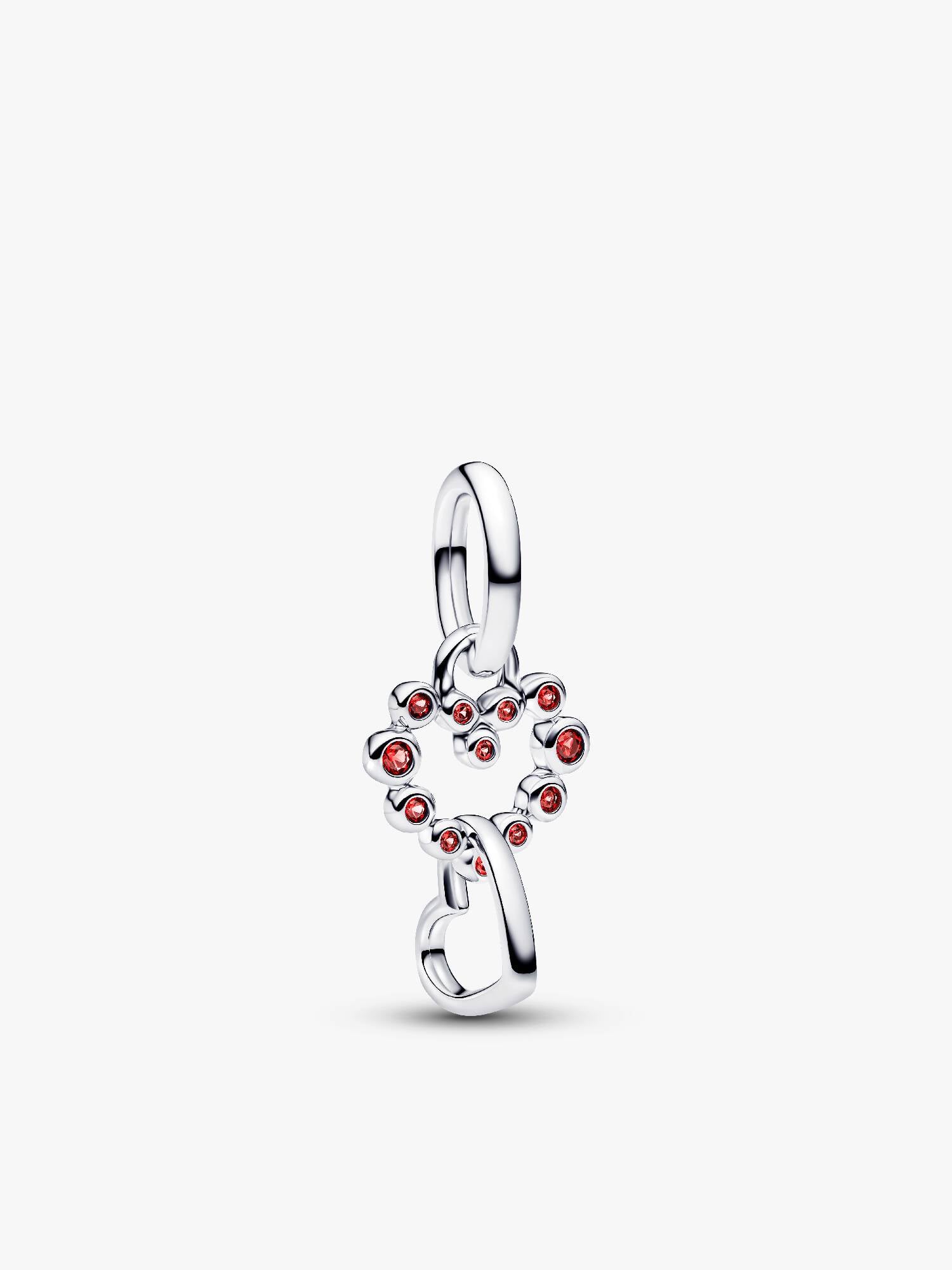 Charm-pendentif Cœurs connectés et pierres rouges