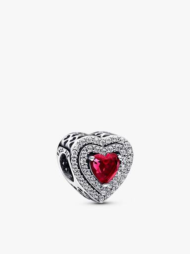 Sparkling Red Heart Dangle Charm Trio