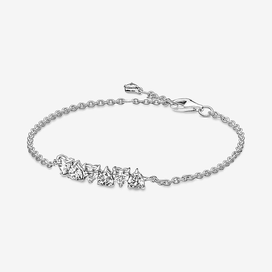 FINAL SALE - Sparkling Endless Hearts Chain Bracelet, Sterling silver