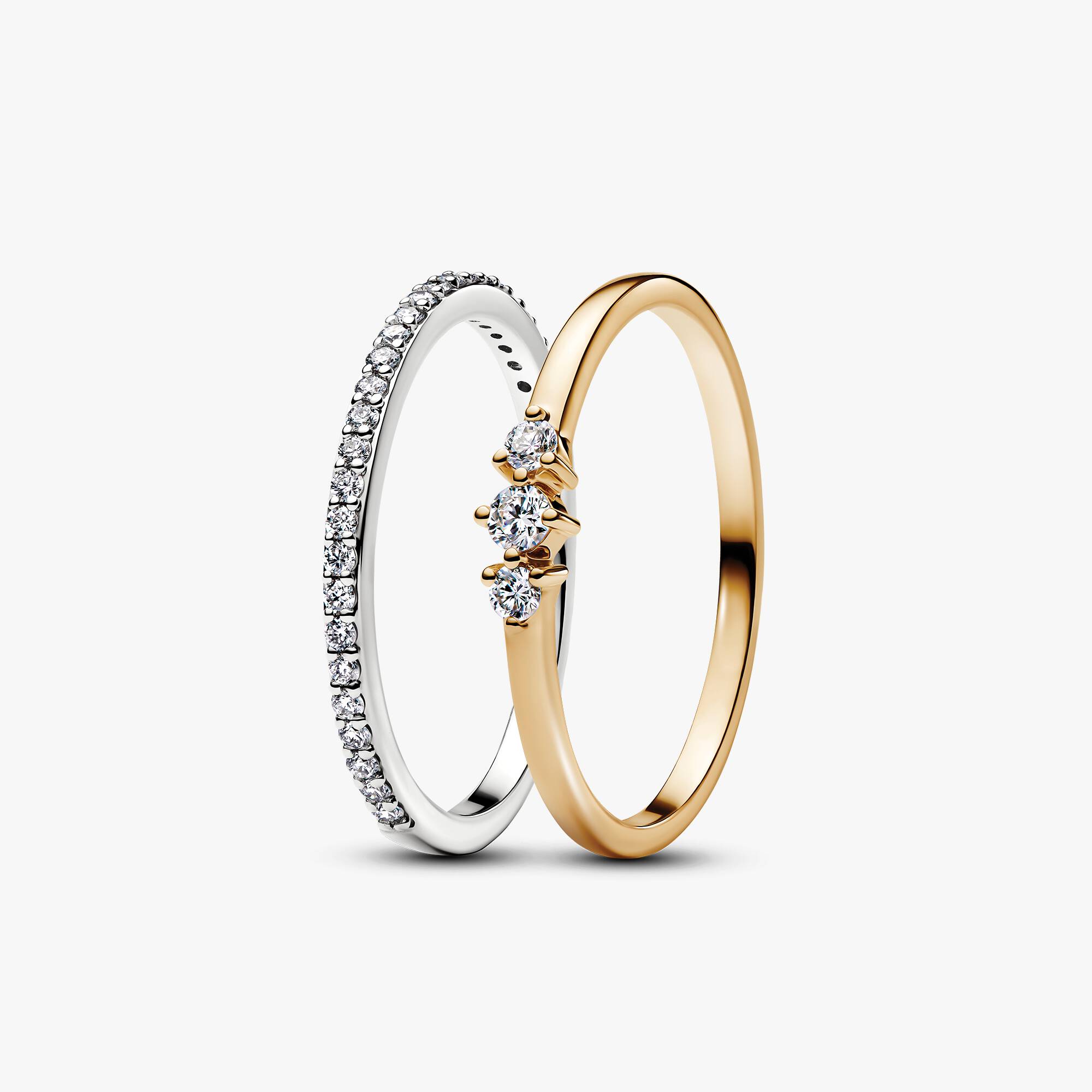 Two-tone Pavé Lab-Grown Diamond Ring Stacking Set