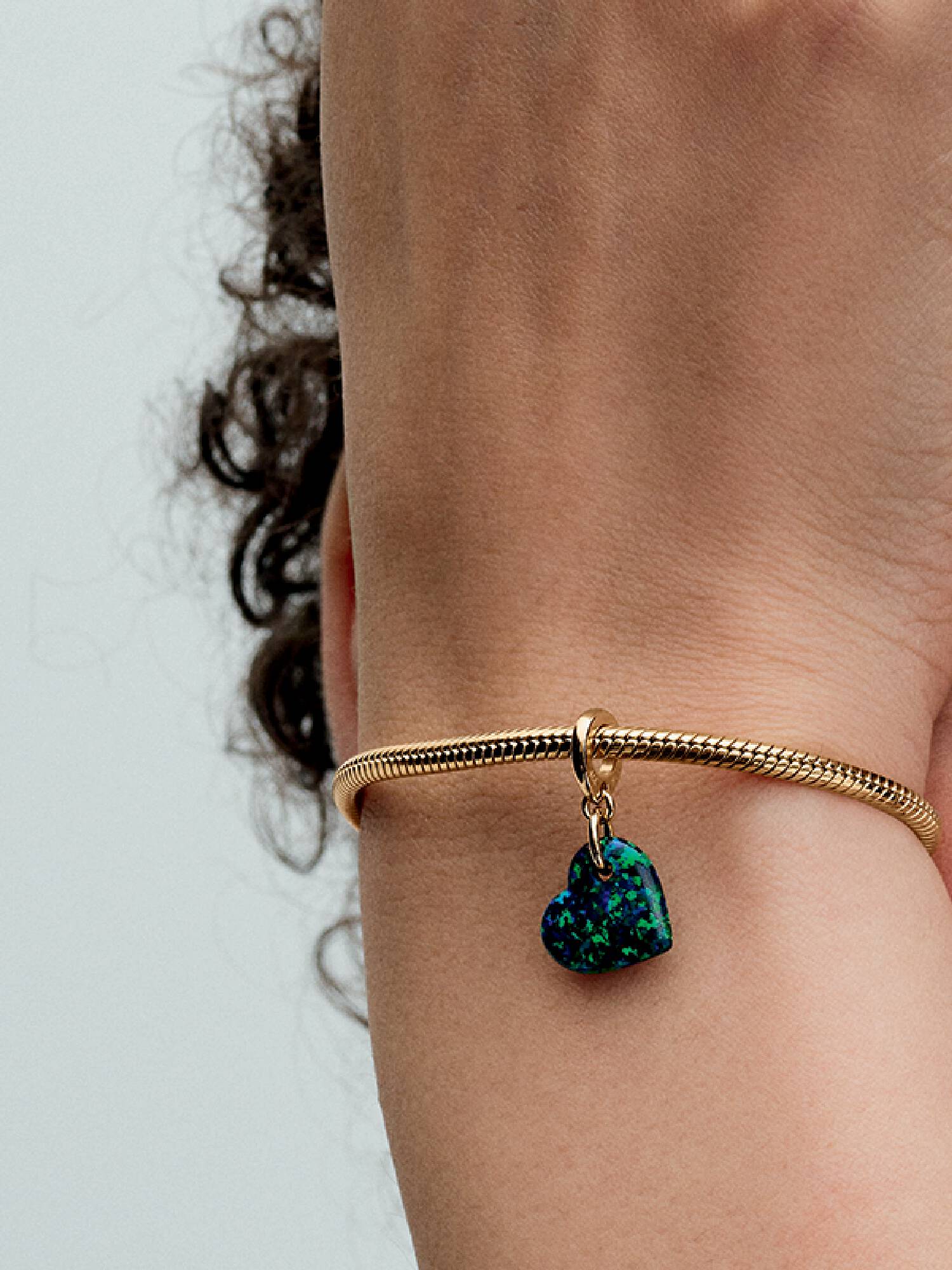Opalescent Green Heart Dangle Charm
