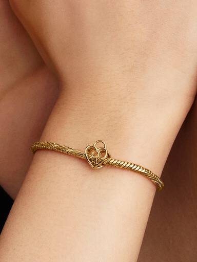 Openwork Heart Padlock Charm