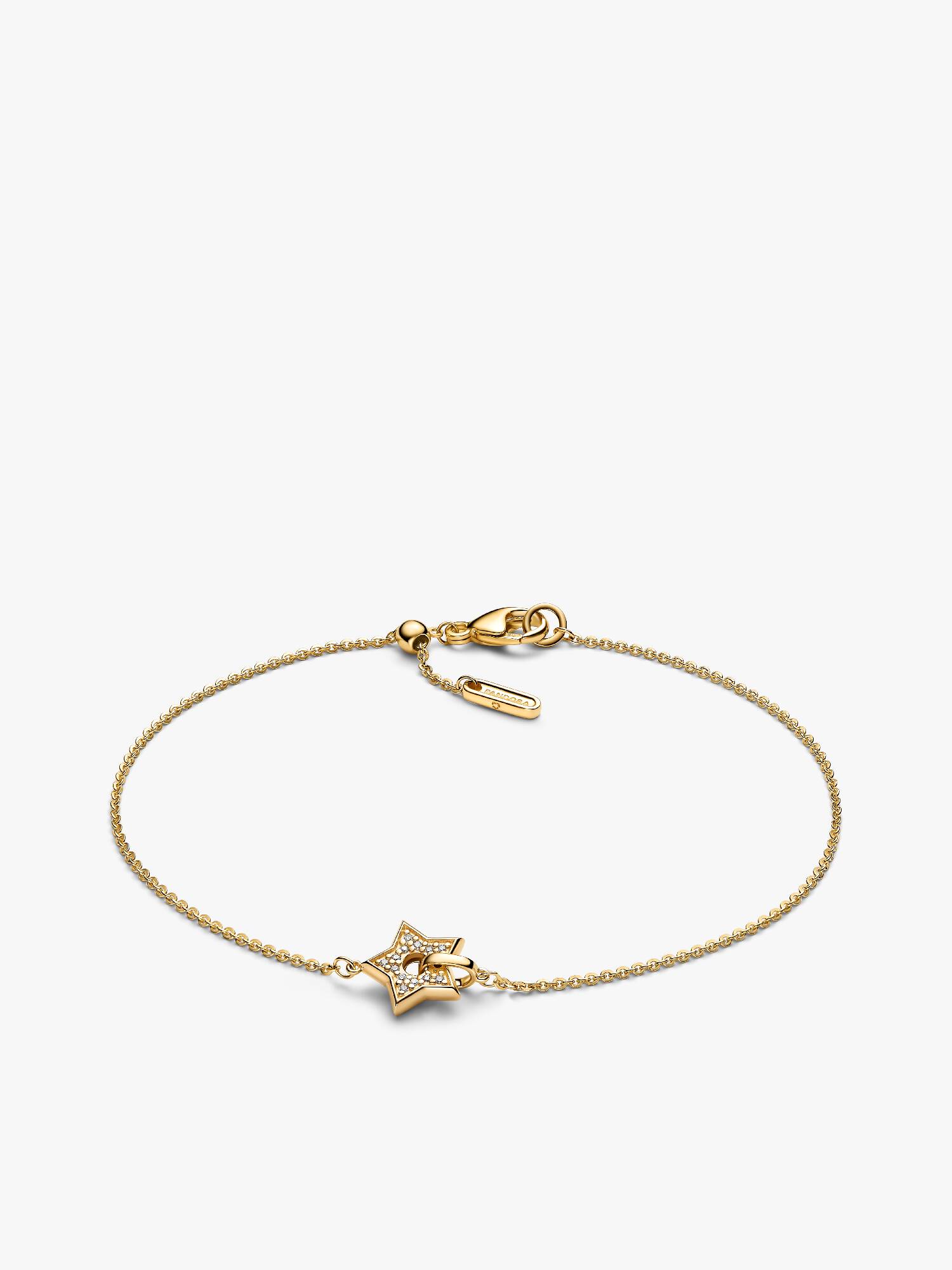 Pandora Talisman 14k Gold Lab-grown Diamond Pavé Star Chain Bracelet