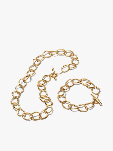 Ensemble de bracelet et collier à maillons de forme organique