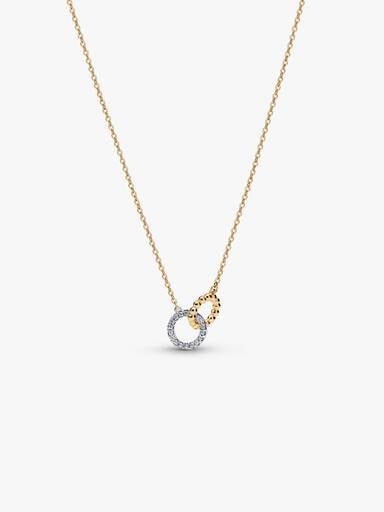 Collier Cercles avec perles et pavés entrelacés