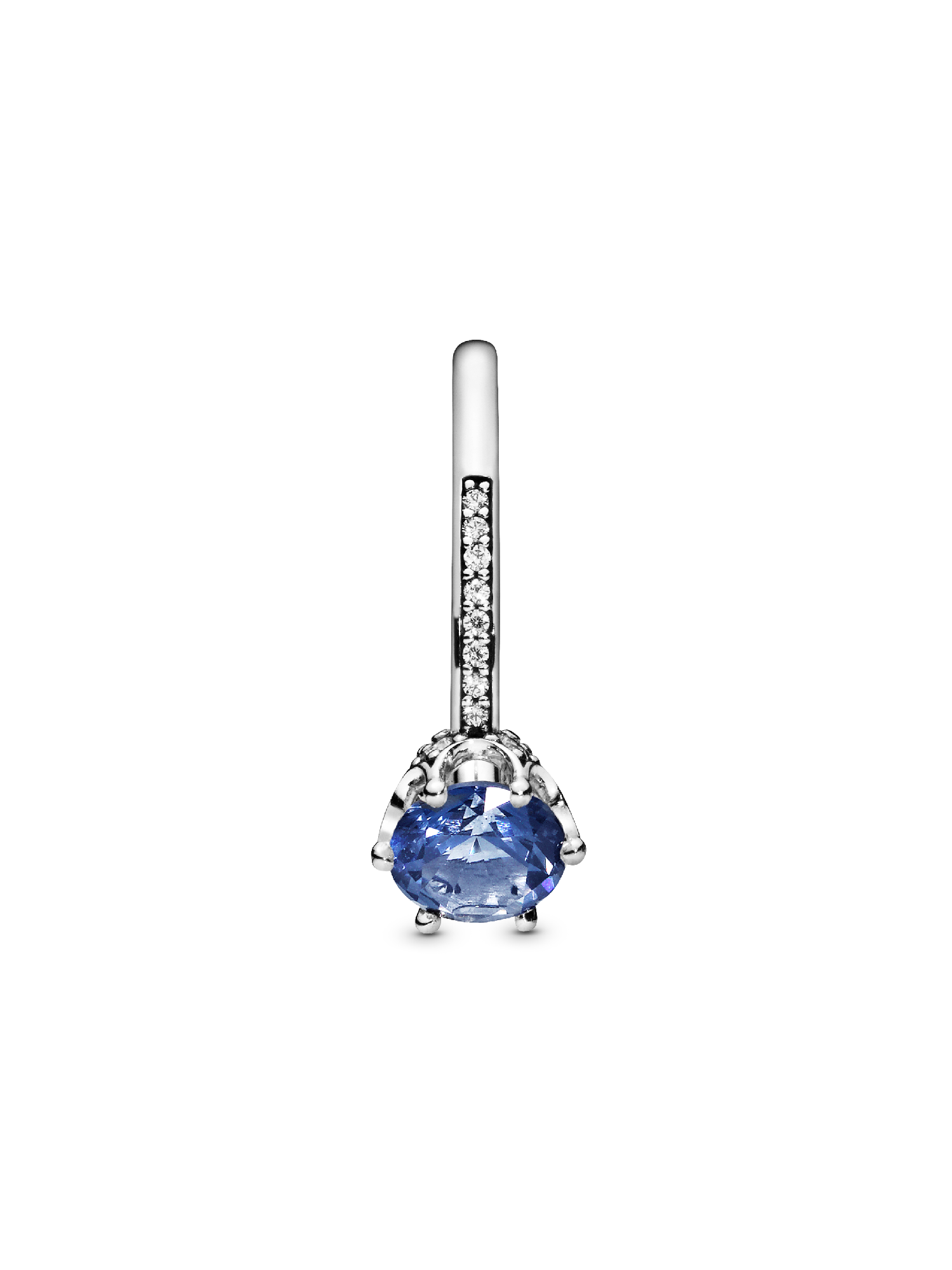 Blue Sparkling Crown Solitaire Ring