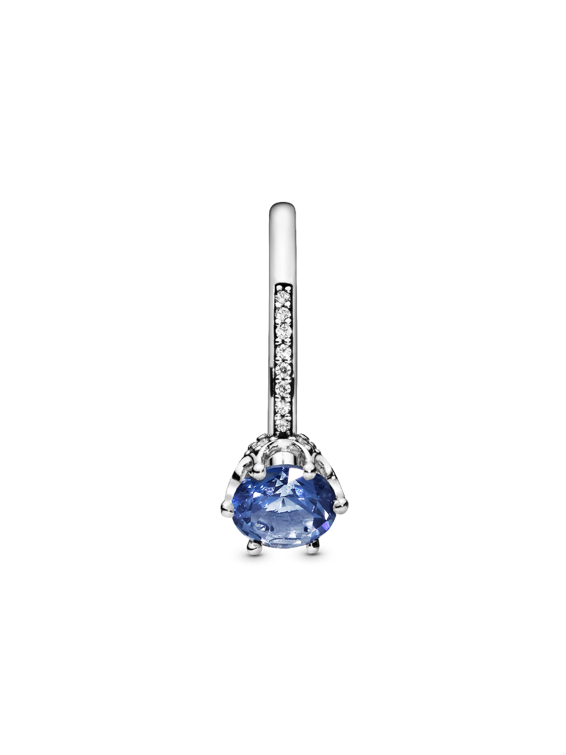 Blue Sparkling Crown Solitaire Ring