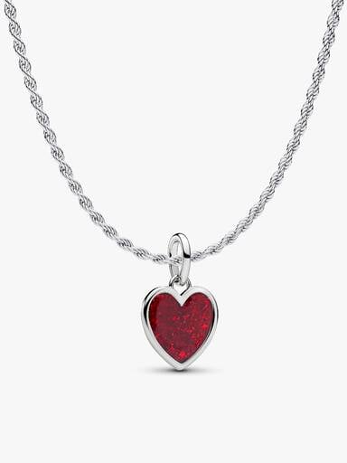 Collier avec charm-pendentif Cœur rouge à graver