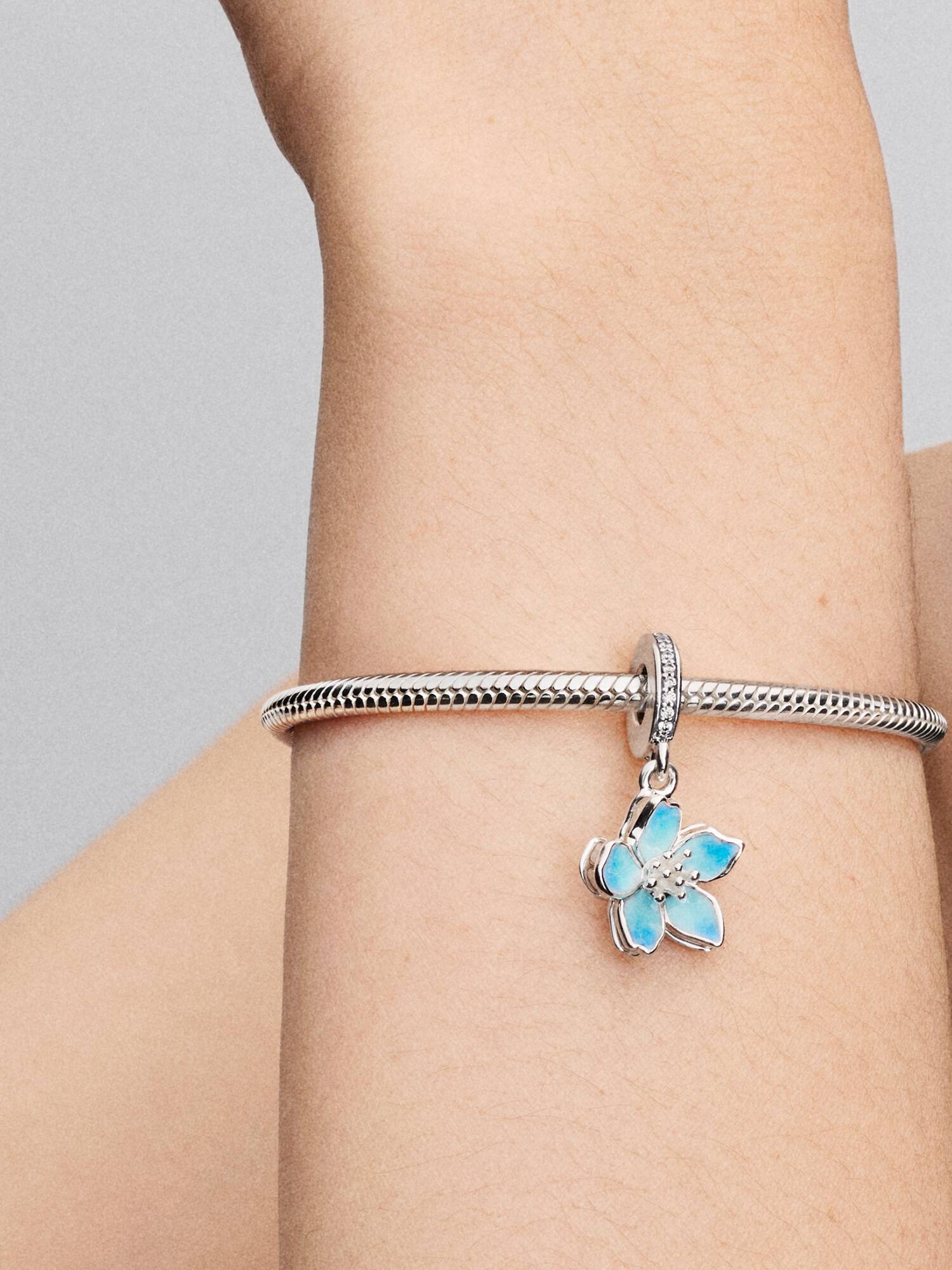 Charm-pendentif Fleur bleu